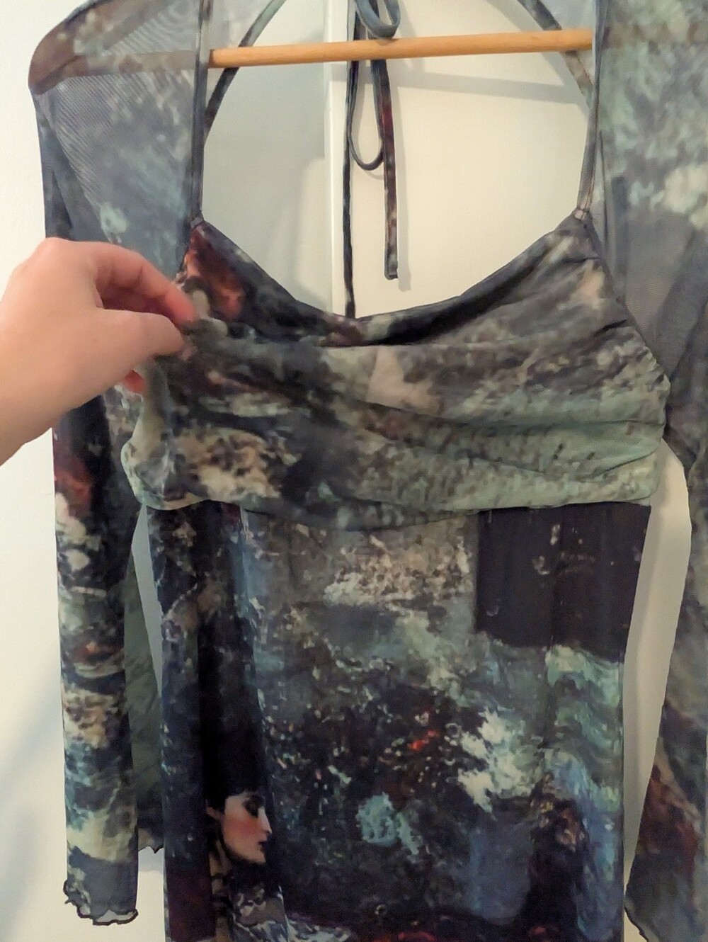 Cider Halter Midi Dress Impressionist Painting Size XL - Picture 3 of 12
